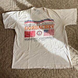 Vintage Stanford University Gorbachev Celebration T-Shirt - White Size XL